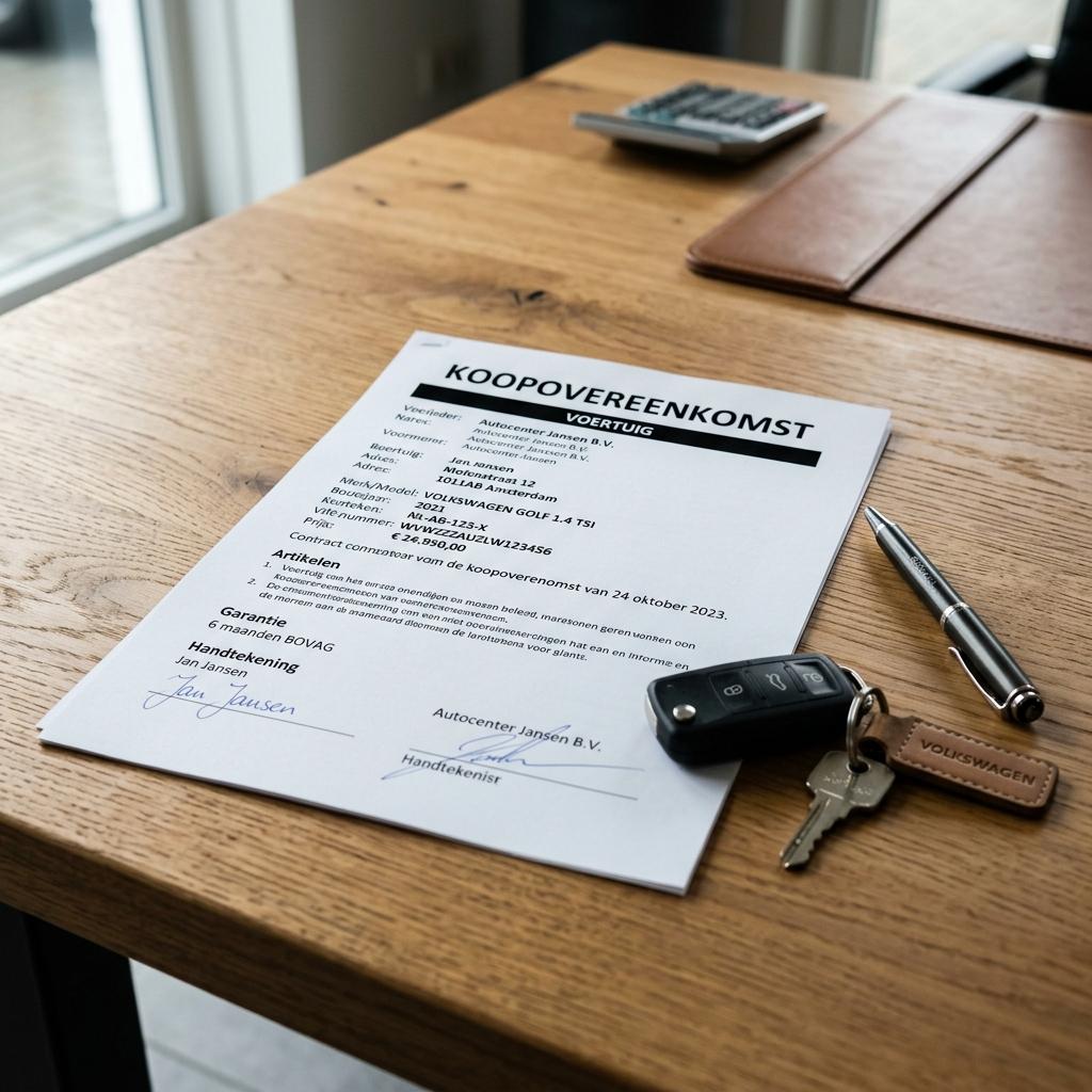 Nederlandse koopovereenkomst met autosleutels